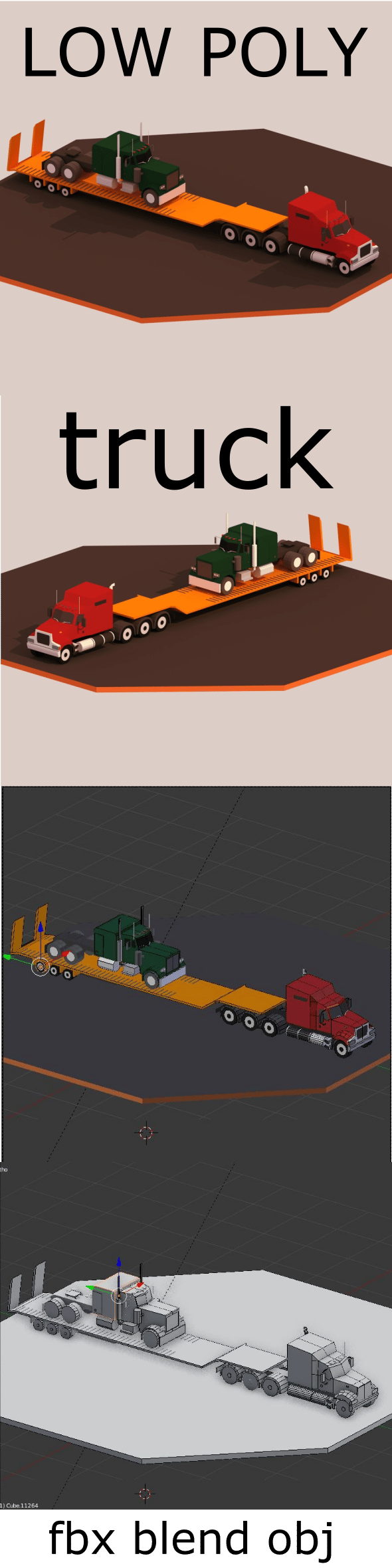 low poly truck - 3DOcean Item for Sale