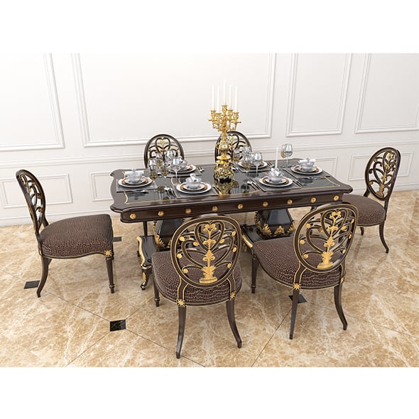 European Style Dinning Table 2 - 3DOcean Item for Sale