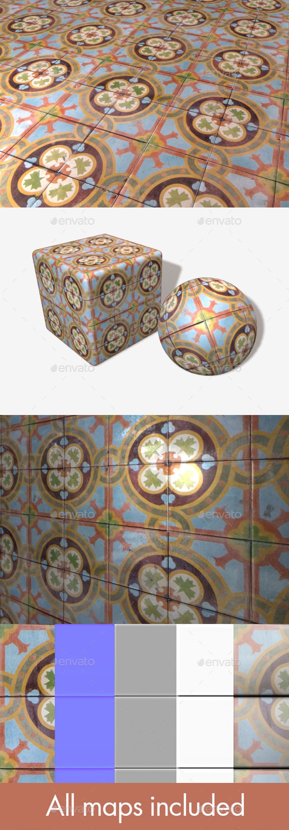 Dirty Patterned Floor Tiles Seamless - 3DOcean Item for Sale