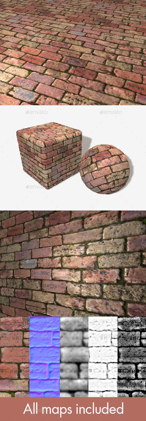 Old Rough Mossy Bricks Seamless Texture - 3DOcean Item for Sale