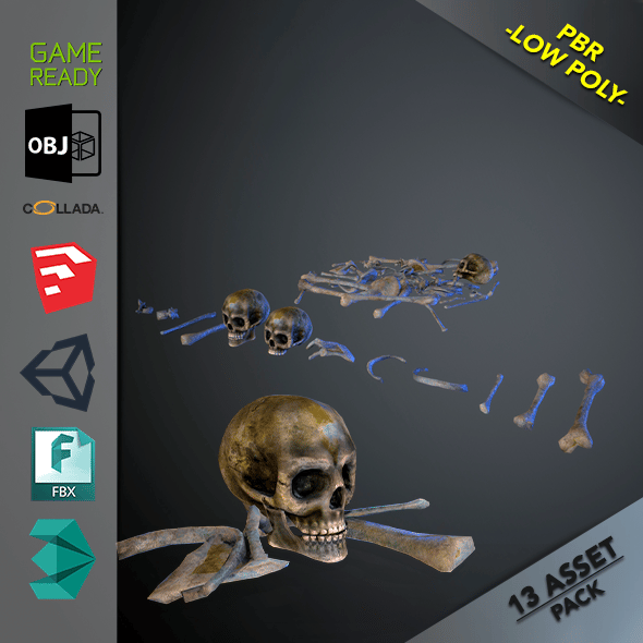 Skulls1 Infected Alien Bones - 3DOcean Item for Sale