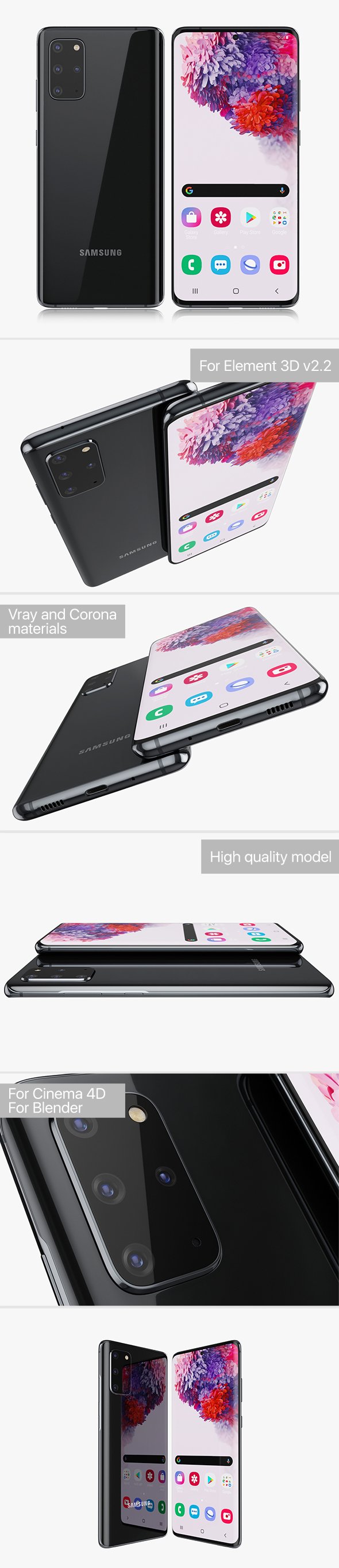 Samsung Galaxy S20 Plus black - 3DOcean Item for Sale