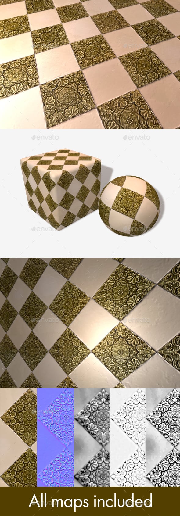 Old Fashioned Tiles Seamless Texture - 3DOcean Item for Sale