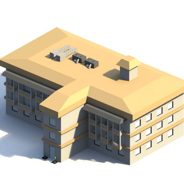Low Poly Hotel Building - 3DOcean Item for Sale