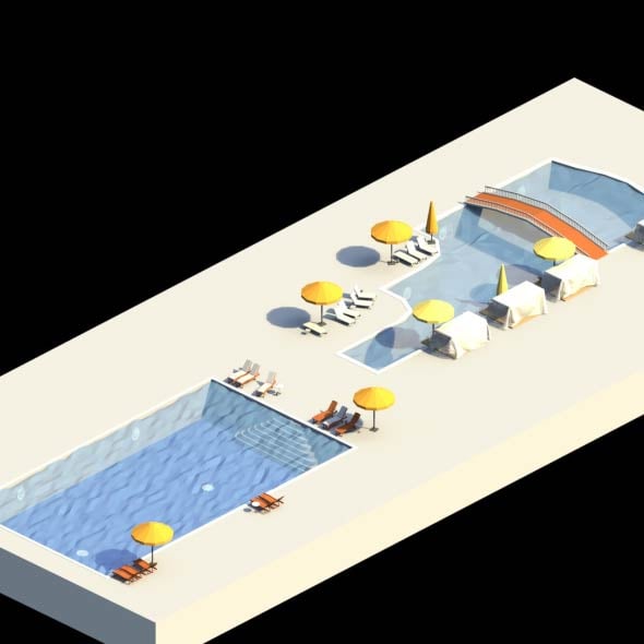 Low Poly Swimming Pools - 3DOcean Item for Sale
