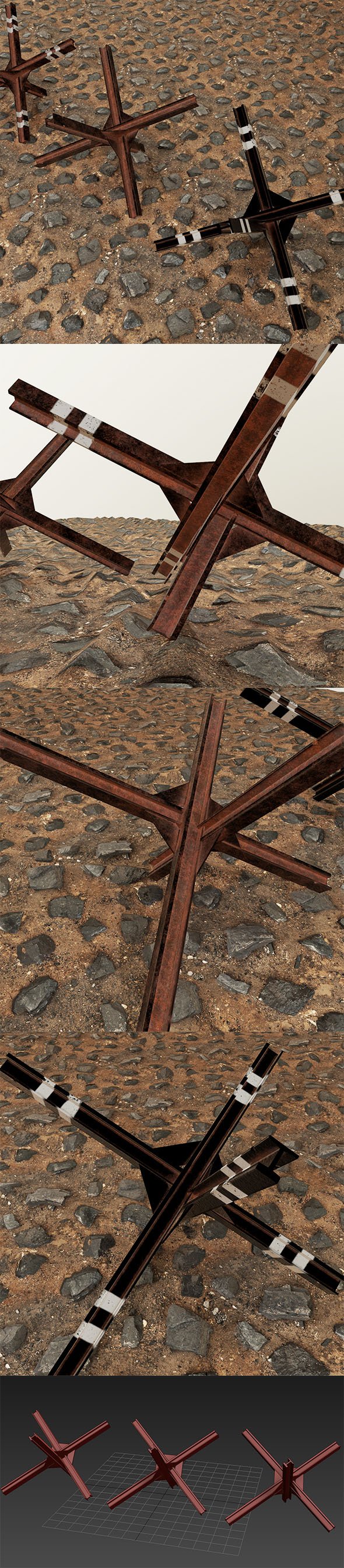 anti-tank hedgehog set 3 - 3DOcean Item for Sale