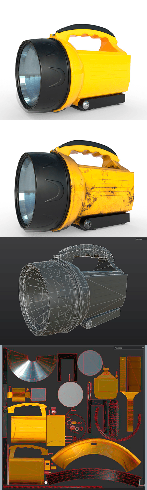 Flashlight Camping - PBR Game Ready - 3DOcean Item for Sale
