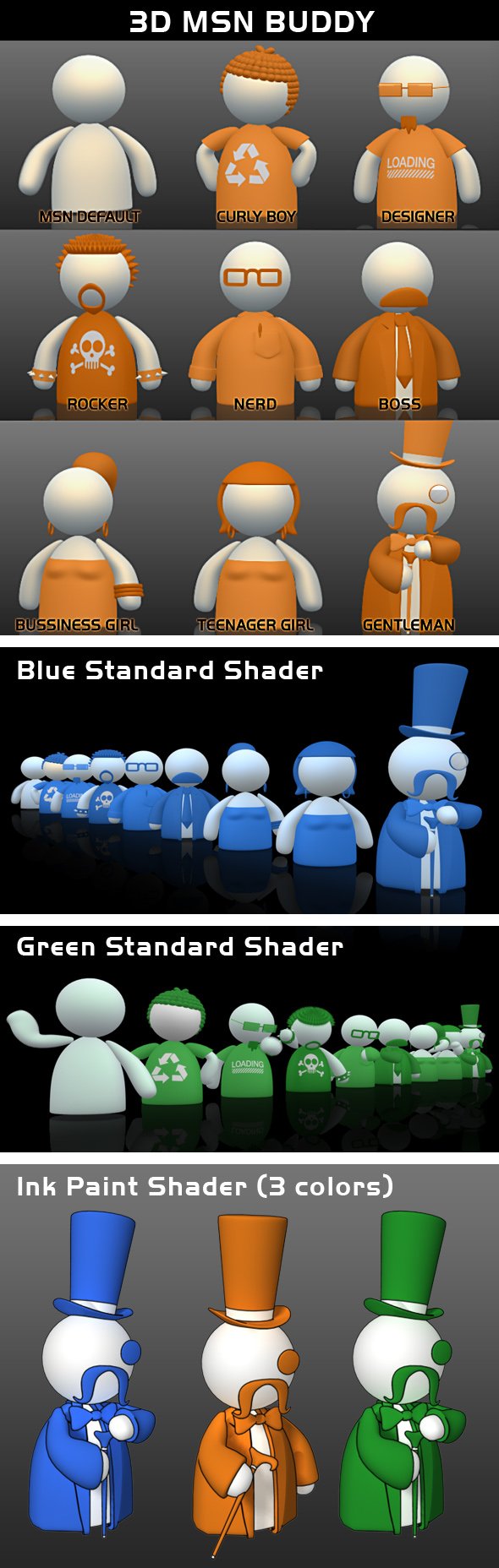 3D MSN buddy (pack) - 3DOcean Item for Sale