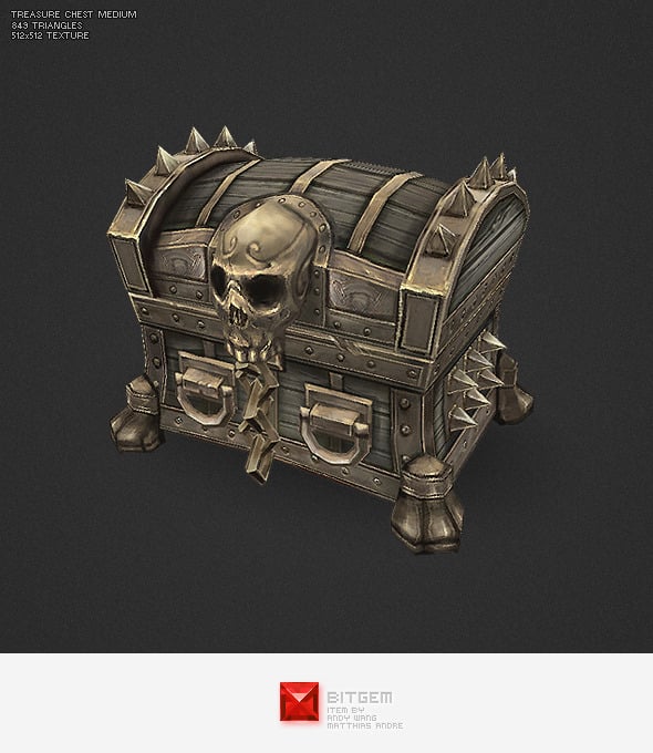 Low Poly Treasure Chest - Medium - 3DOcean Item for Sale