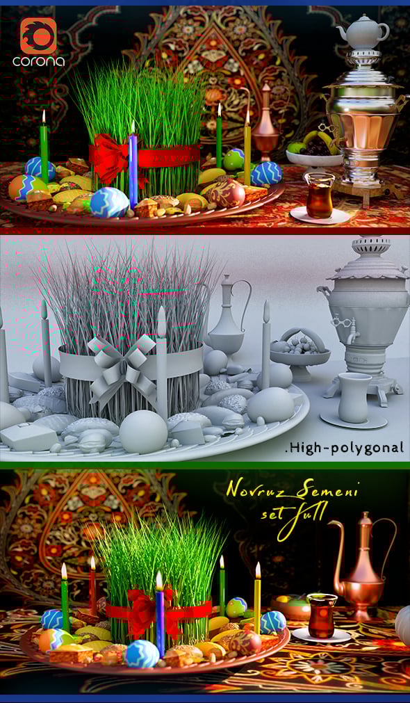 Novruz Semeni Set FULL Candle Light - 3DOcean Item for Sale