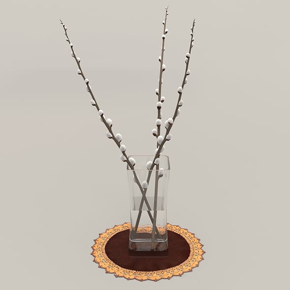 Vase and Willow twigs - 3DOcean Item for Sale