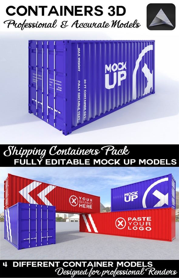 Container 3D Mock-Up - 3DOcean Item for Sale