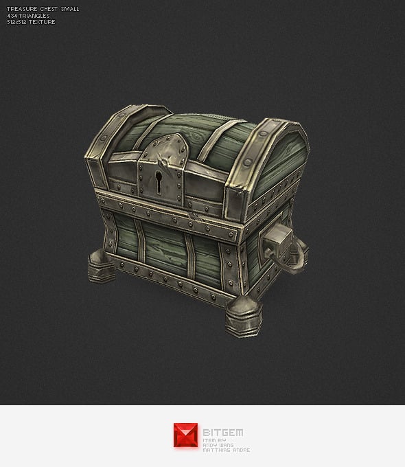 Low Poly Treasure Chest - Small - 3DOcean Item for Sale