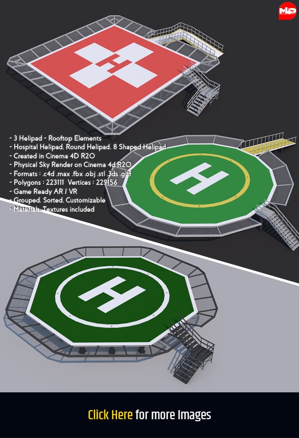 3 Helipad - Rooftop Elements - 3DOcean Item for Sale