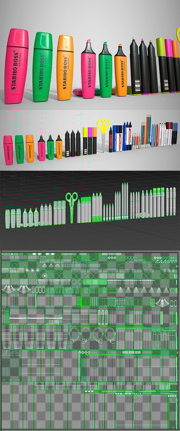 Stationery set PBR - 3DOcean Item for Sale