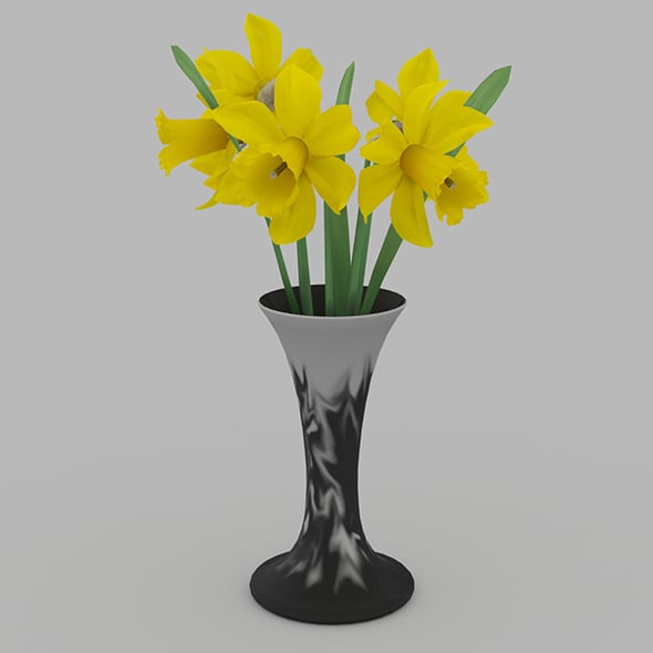 Vase and narcissus - 3DOcean Item for Sale