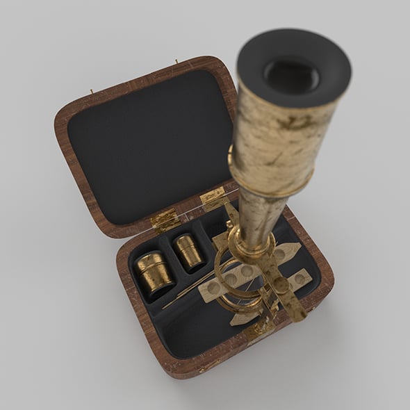 Old Microscope Hyperrealistic - 3DOcean Item for Sale