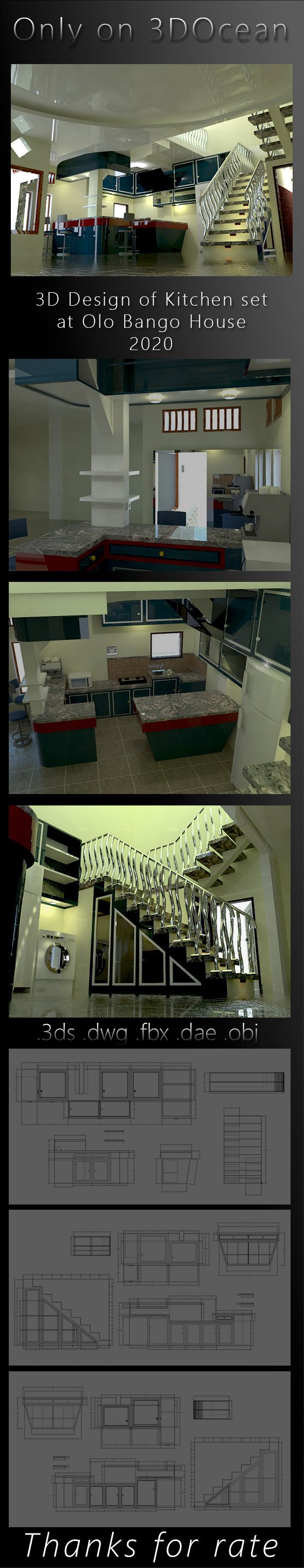 3D Design of Kitchen Set at Olo Bango House 2020 - 3DOcean Item for Sale