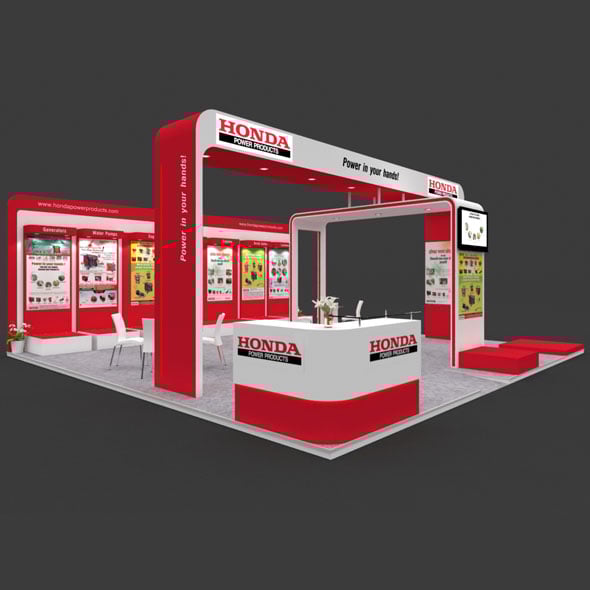 Exhibition Stand 3D Model - 8x8 mtr - 3DOcean Item for Sale