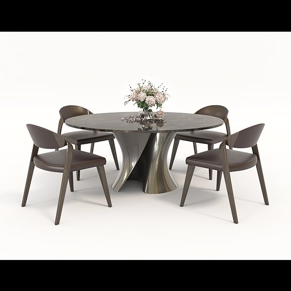 Contemporary Design Table and Chair Set 4 - 3DOcean Item for Sale