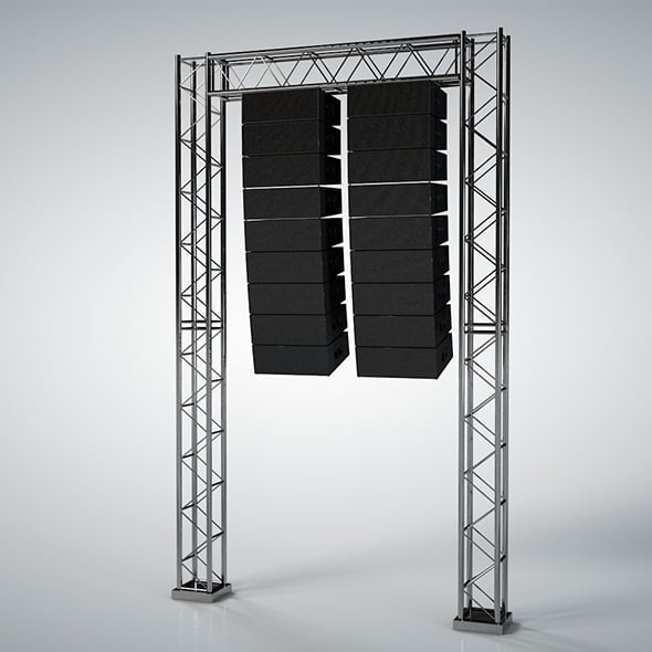 Line Array Concert Sound Speaker System Scaffolding with Truss 3D model - 3DOcean Item for Sale