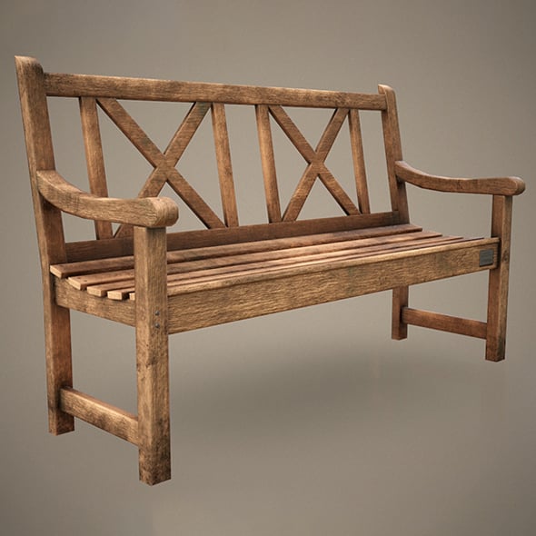Old Wooden Bench - Low Poly - 3DOcean Item for Sale
