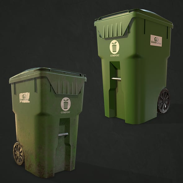 Plastic Trash Bin with Garbage Bags - Low Poly - 3DOcean Item for Sale