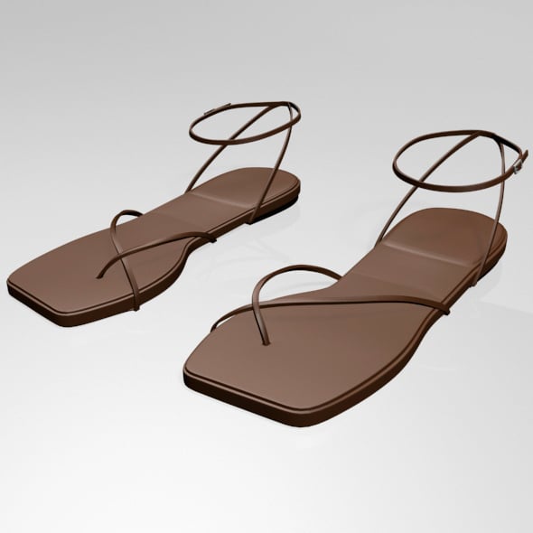Toe-Loop Ankle-Strap Sandals 01 - 3DOcean Item for Sale