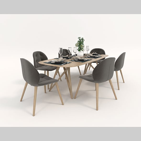 Contemporary Design Dining Set - 3DOcean Item for Sale