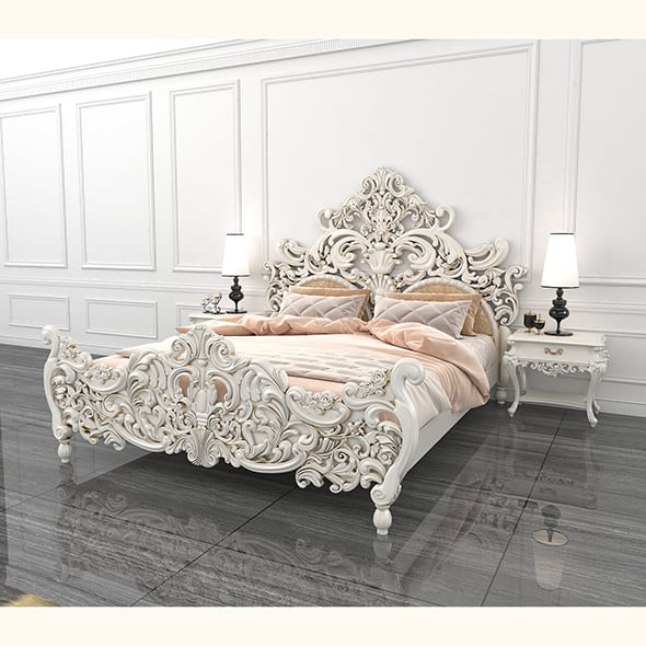 Classic Carved Bed 2 - 3DOcean Item for Sale
