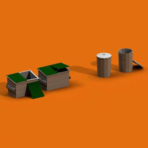 Post Apocalyptic Garbage Bin and Can - 3DOcean Item for Sale