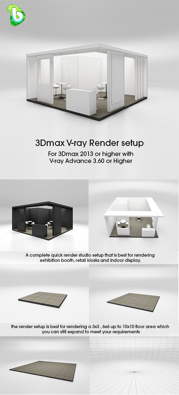 Exhibition Booth - Render Setup - 3Dmax & V-ray - 3DOcean Item for Sale