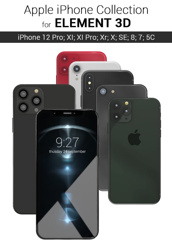 Element 3D - Apple Iphones Collection - 3DOcean Item for Sale