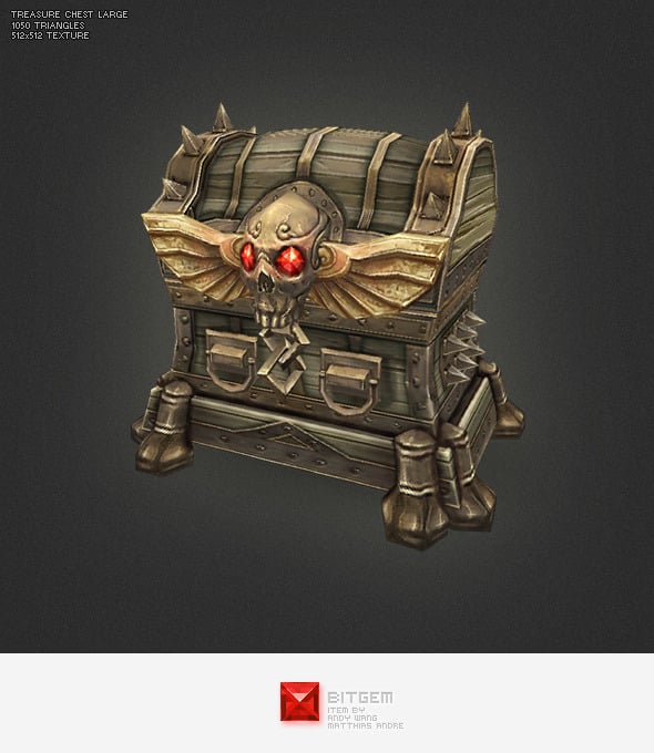 Low Poly Treasure Chest - Large - 3DOcean Item for Sale