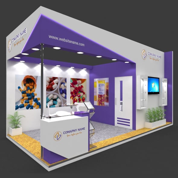 Exhibition Booth 3D Model - 6x3 mtr - 3DOcean Item for Sale