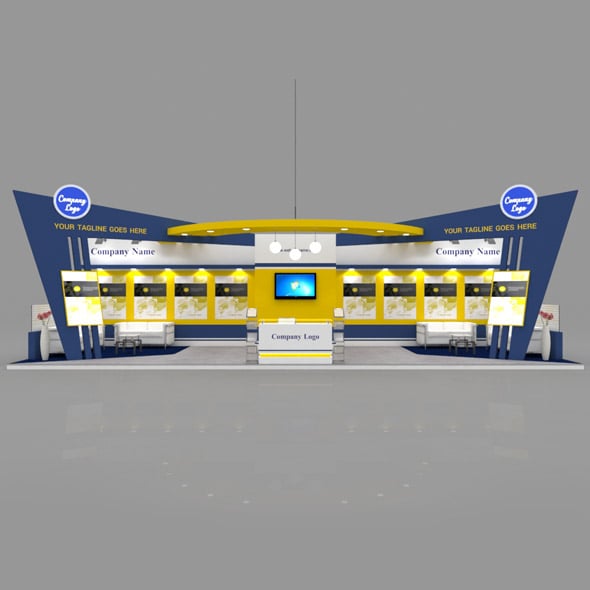 Exhibition Booth 3D Model - 12x4 mtr - 3DOcean Item for Sale