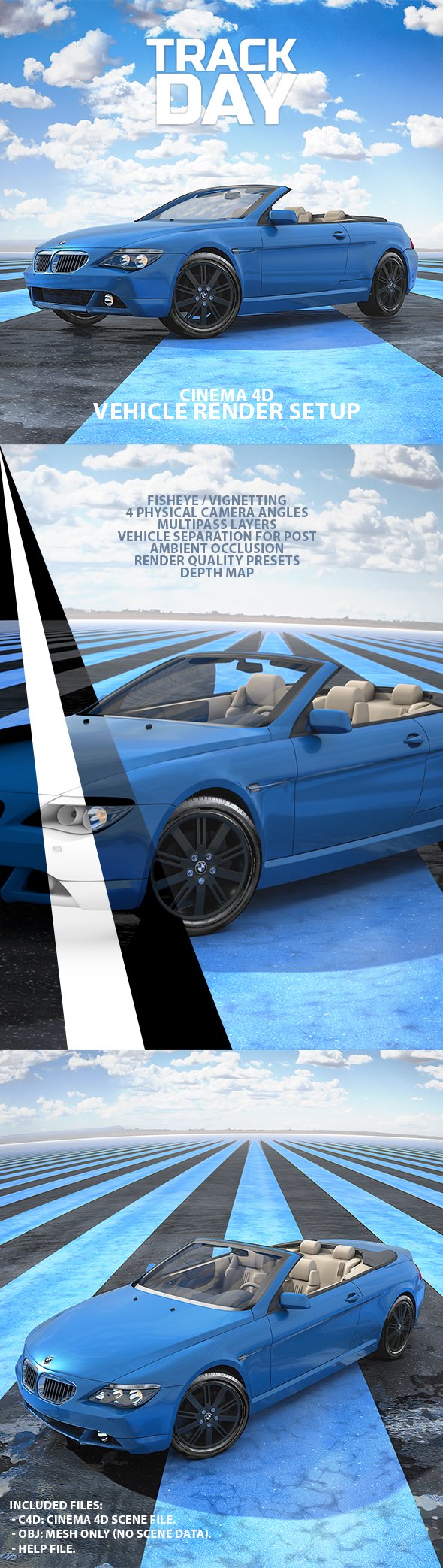 Track Day Car Render Setup for Cinema 4D - 3DOcean Item for Sale
