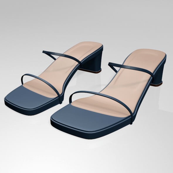 Low-Heel Square-Toe Sandals 01 - 3DOcean Item for Sale