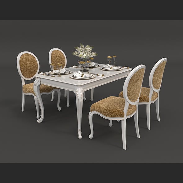 European Style Dinning Table 3 - 3DOcean Item for Sale