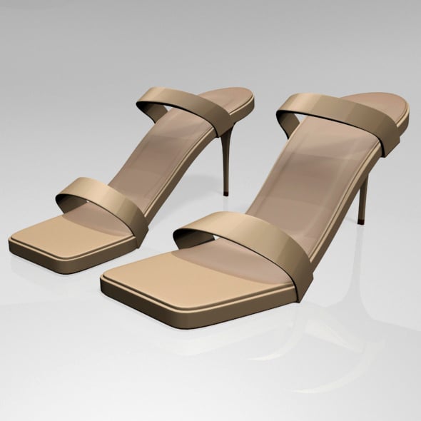 Strappy Square-Toe Stiletto Sandals 01 - 3DOcean Item for Sale