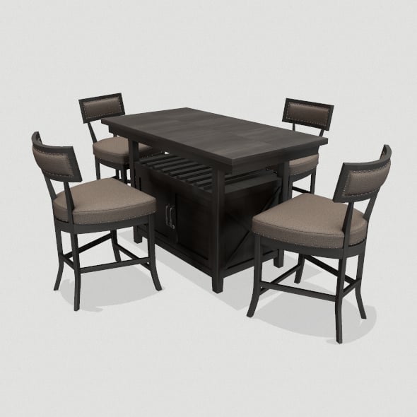 Brown 5 Piece Dining Set - 3DOcean Item for Sale