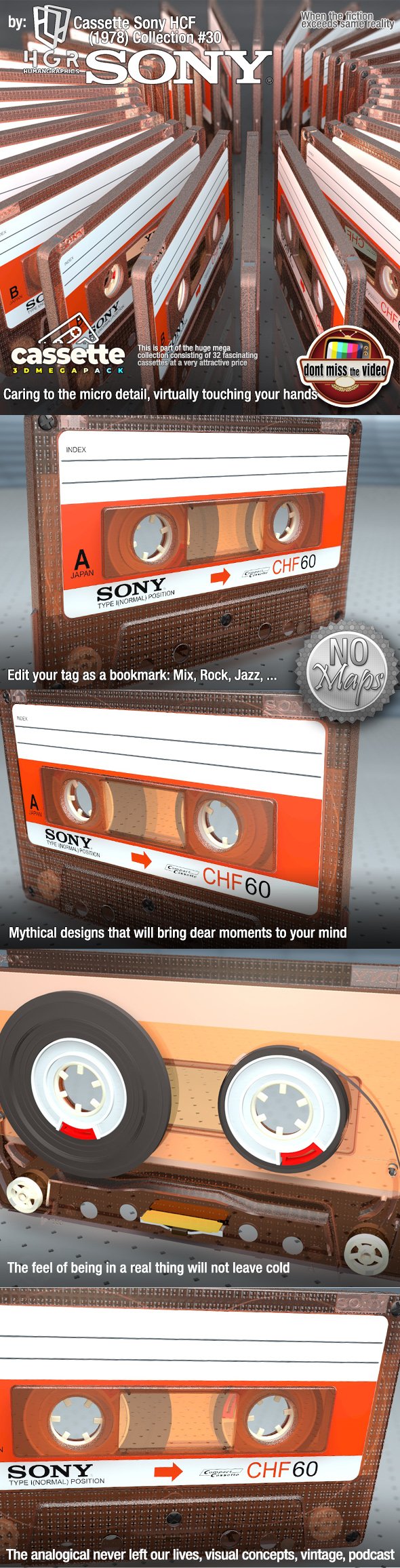 Cassette Sony CHF Ferro (1979) Collection #30 - 3DOcean Item for Sale