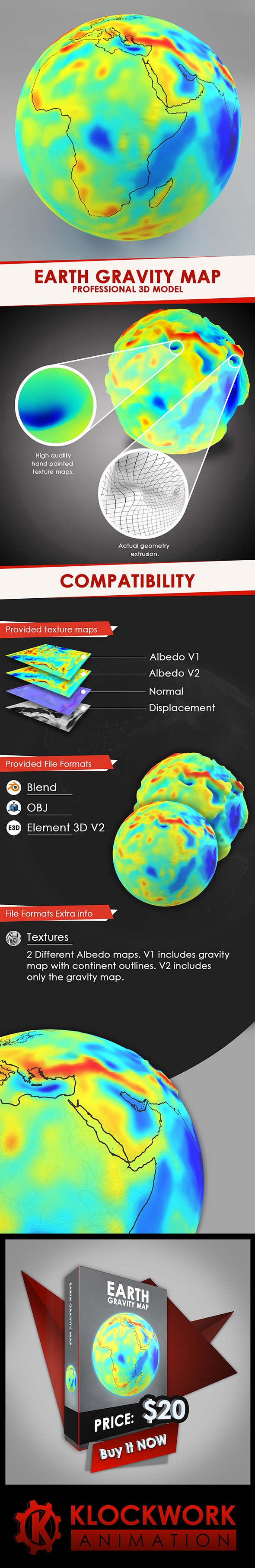 Earth Gravity Map - 3DOcean Item for Sale