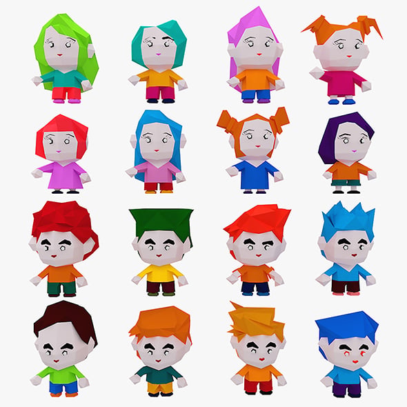 16 character low poly 3D - 3DOcean Item for Sale