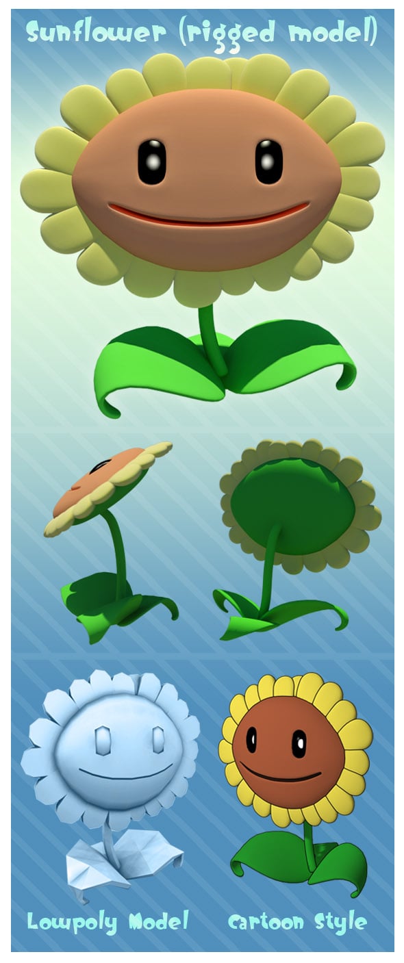 Sunflower (rigged) - 3DOcean Item for Sale