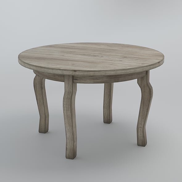Round table - aged wood - 3DOcean Item for Sale