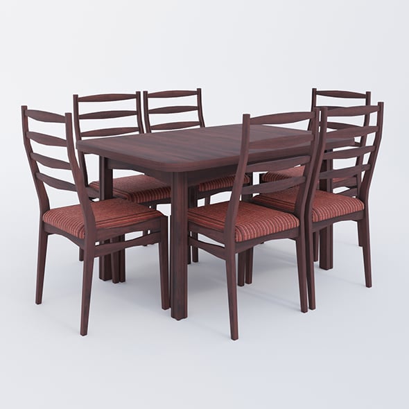 Rectangular table and chairs - 3DOcean Item for Sale