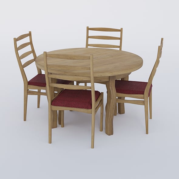 Round table & Chairs - 3DOcean Item for Sale