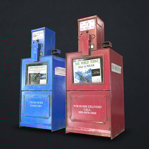 Newspaper Dispenser - Low Poly - 3DOcean Item for Sale