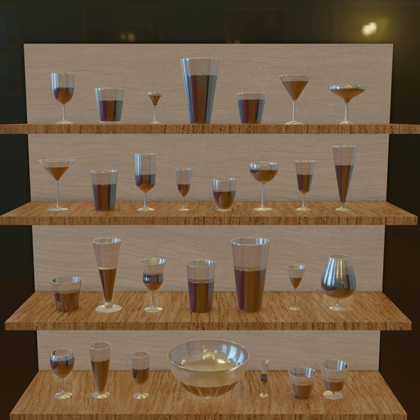 Collection of crystal glasses for cocktail - 3DOcean Item for Sale